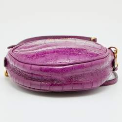 Miu Miu Purple Croc Embossed Leather Round Shoulder Bag