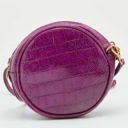 Miu Miu Purple Croc Embossed Leather Round Shoulder Bag