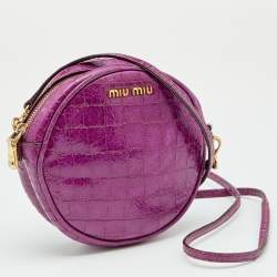Miu Miu Purple Croc Embossed Leather Round Shoulder Bag