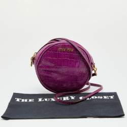 Miu Miu Purple Croc Embossed Leather Round Shoulder Bag