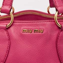 Miu Miu Pink Leather Double Zip Satchel