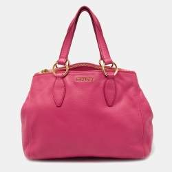 Miu Miu Pink Leather Double Zip Satchel