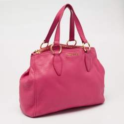 Miu Miu Pink Leather Double Zip Satchel