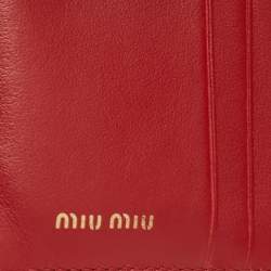 Miu Miu Red Croc Embossed Patent Leather Crystal Embellished Bifold Wallet