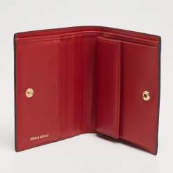 Miu Miu Red Croc Embossed Patent Leather Crystal Embellished Bifold Wallet