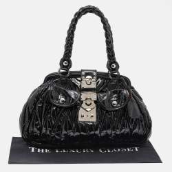 Miu Miu Black Matelassé Patent Leather Frame Satchel