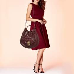 Miu Miu Brown Vitello Lux Leather Front Pocket Hobo
