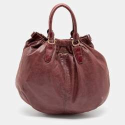 Miu Miu Brown Vitello Lux Leather Front Pocket Hobo