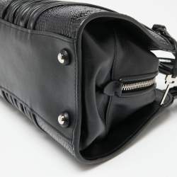 Miu Miu Black Matelassé Leather and Snakeskin Satchel