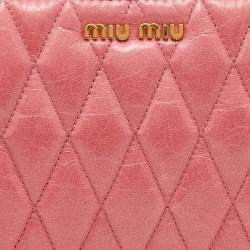 Miu Miu Pink Matelasse Leather Top Zip Clutch