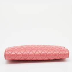 Miu Miu Pink Matelasse Leather Top Zip Clutch