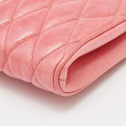 Miu Miu Pink Matelasse Leather Top Zip Clutch