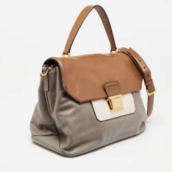 Miu Miu Tricolor Vitello Soft Leather Flap Top Handle Bag