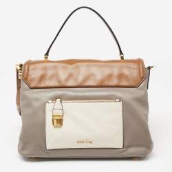 Miu Miu Tricolor Vitello Soft Leather Flap Top Handle Bag