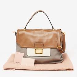 Miu Miu Tricolor Vitello Soft Leather Flap Top Handle Bag