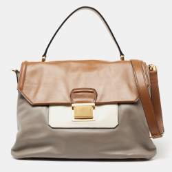 Miu Miu Tricolor Vitello Soft Leather Flap Top Handle Bag