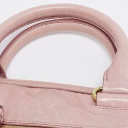 Pre Owned Miu Miu Pink Vitello Shine Leather Bauletto Satchel