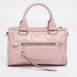 Pre Owned Miu Miu Pink Vitello Shine Leather Bauletto Satchel