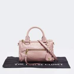 Pre Owned Miu Miu Pink Vitello Shine Leather Bauletto Satchel