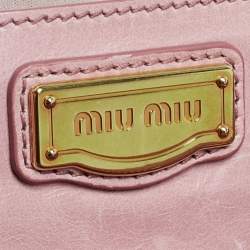 Pre Owned Miu Miu Pink Vitello Shine Leather Tote