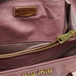 Pre Owned Miu Miu Pink Vitello Shine Leather Tote