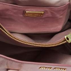 Pre Owned Miu Miu Pink Vitello Shine Leather Tote