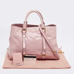 Pre Owned Miu Miu Pink Vitello Shine Leather Tote