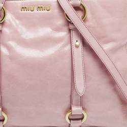 Pre Owned Miu Miu Pink Vitello Shine Leather Tote