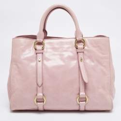 Pre Owned Miu Miu Pink Vitello Shine Leather Tote