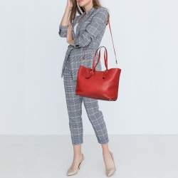 Miu Miu Red Leather Shopper Tote 
