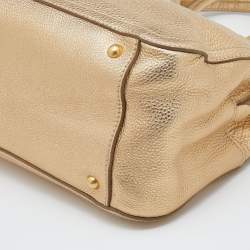 Miu Miu Metallic Gold Vitello Caribu Leather Satchel