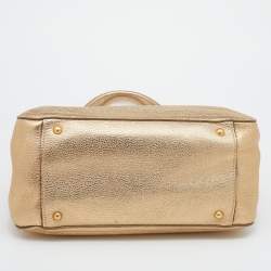 Miu Miu Metallic Gold Vitello Caribu Leather Satchel