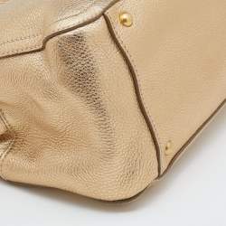 Miu Miu Metallic Gold Vitello Caribu Leather Satchel