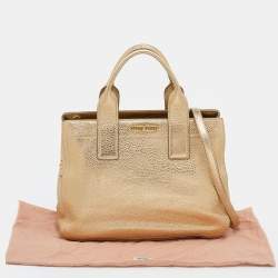 Miu Miu Metallic Gold Vitello Caribu Leather Satchel