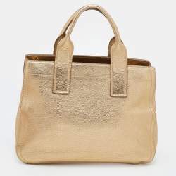 Miu Miu Metallic Gold Vitello Caribu Leather Satchel