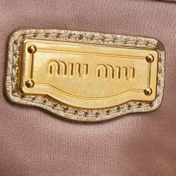 Miu Miu Metallic Gold Vitello Caribu Leather Satchel