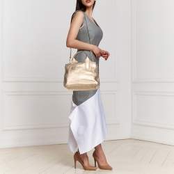 Miu Miu Metallic Gold Vitello Caribu Leather Satchel