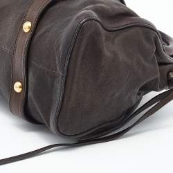 Pre Owned Miu Miu Dark Brown Vitello Lux Leather Bow Tote