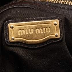 Pre Owned Miu Miu Dark Brown Vitello Lux Leather Bow Tote