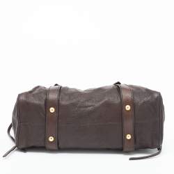 Pre Owned Miu Miu Dark Brown Vitello Lux Leather Bow Tote