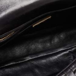 Pre Owned Miu Miu Black Matelasse Leather Pushlock Flap Chain Shoulder Bag