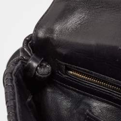 Pre Owned Miu Miu Black Matelasse Leather Pushlock Flap Chain Shoulder Bag