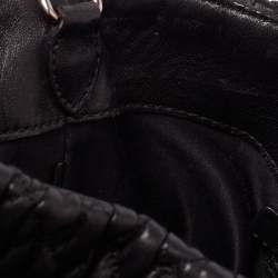 Pre Owned Miu Miu Black Matelasse Leather Swarovski Crystal Convertible Tote