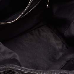 Pre Owned Miu Miu Black Matelasse Leather Swarovski Crystal Convertible Tote
