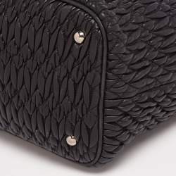 Pre Owned Miu Miu Black Matelasse Leather Swarovski Crystal Convertible Tote