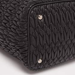 Pre Owned Miu Miu Black Matelasse Leather Swarovski Crystal Convertible Tote