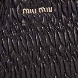 Pre Owned Miu Miu Black Matelasse Leather Swarovski Crystal Convertible Tote