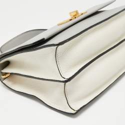 Pre Owned Miu Miu Grey/Off White Leather Madras Top Handle Bag