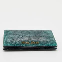 Miu Miu Green/Black Lizard Leather Compact Wallet