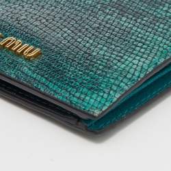 Miu Miu Green/Black Lizard Leather Compact Wallet